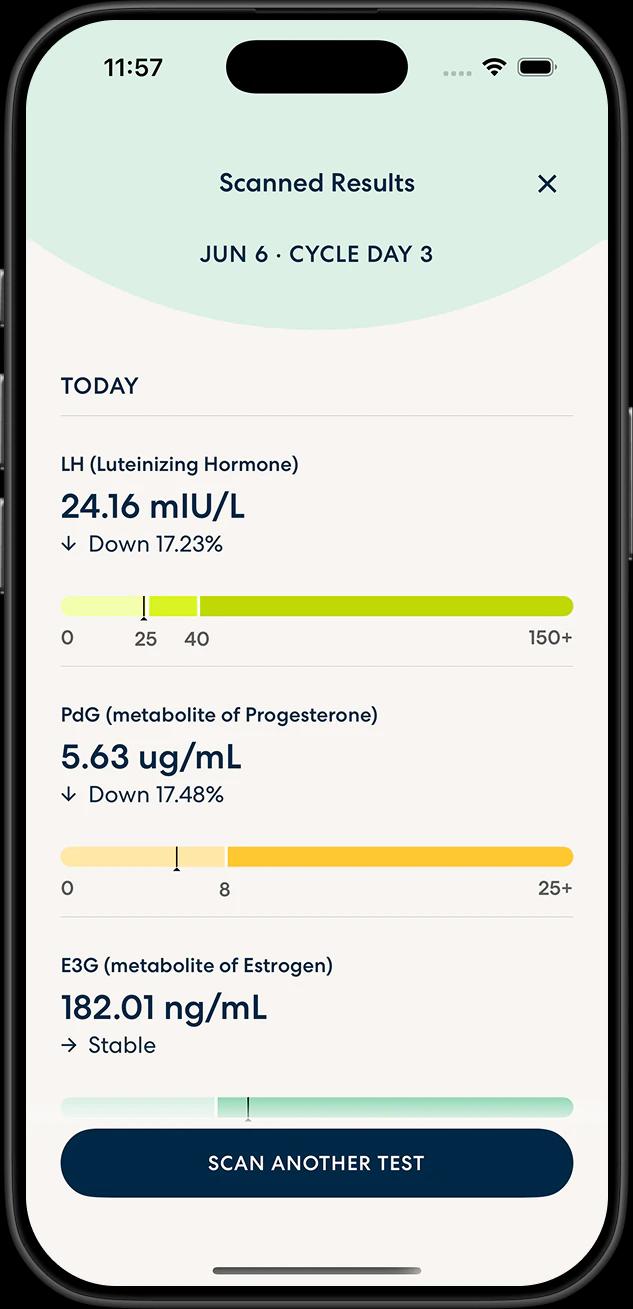 Guidance screen in the Oova app
